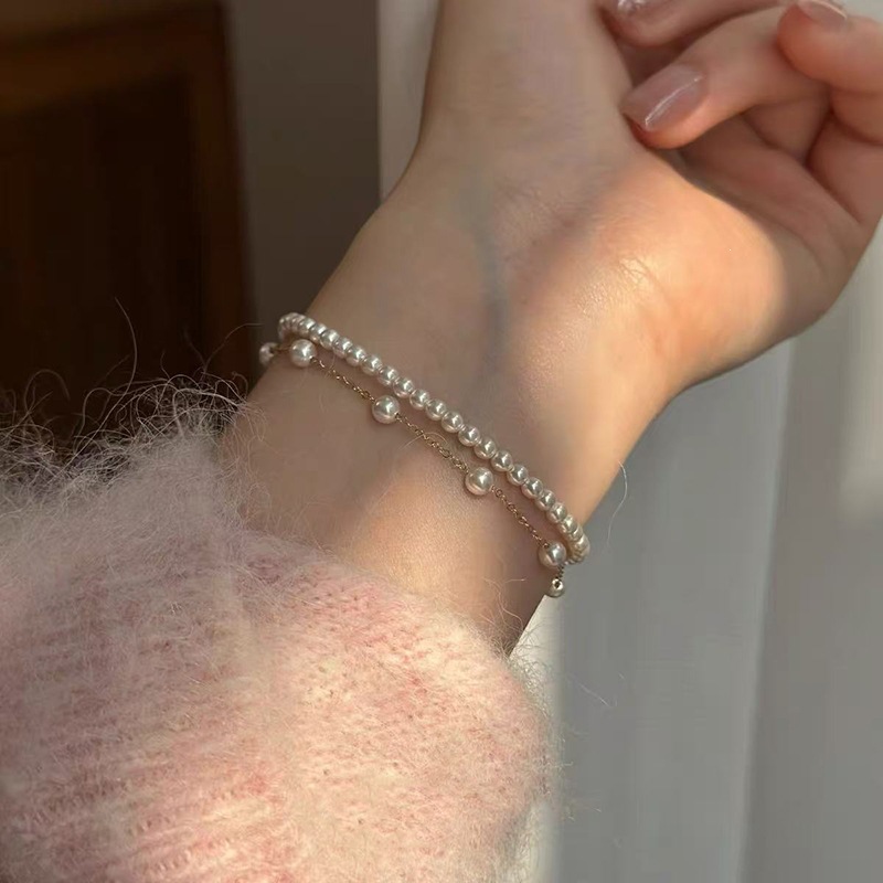S925 Silber-Perlenarmband, minimalistisches Design