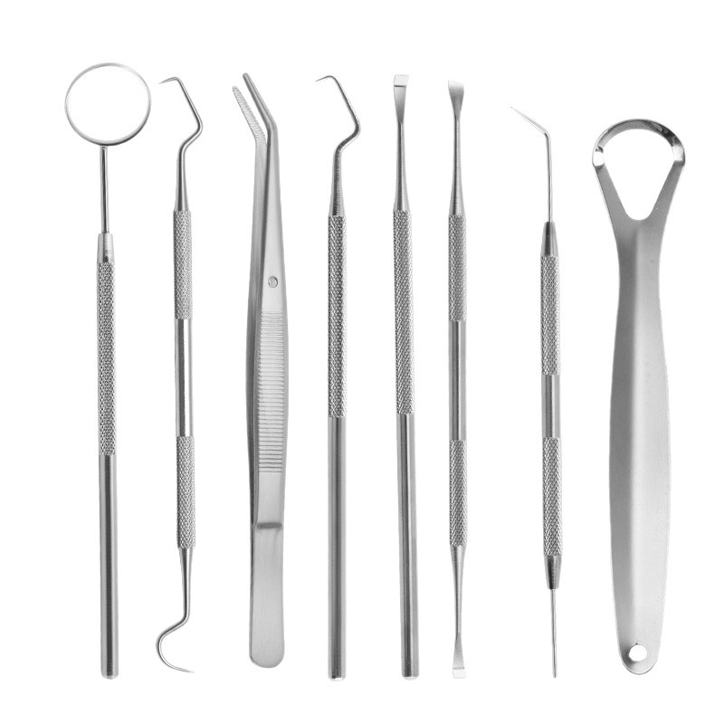 8-piece dental tools kit, stainless steel, tartar remover