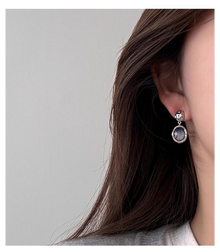 S999 sterling silver blue starry sky earrings