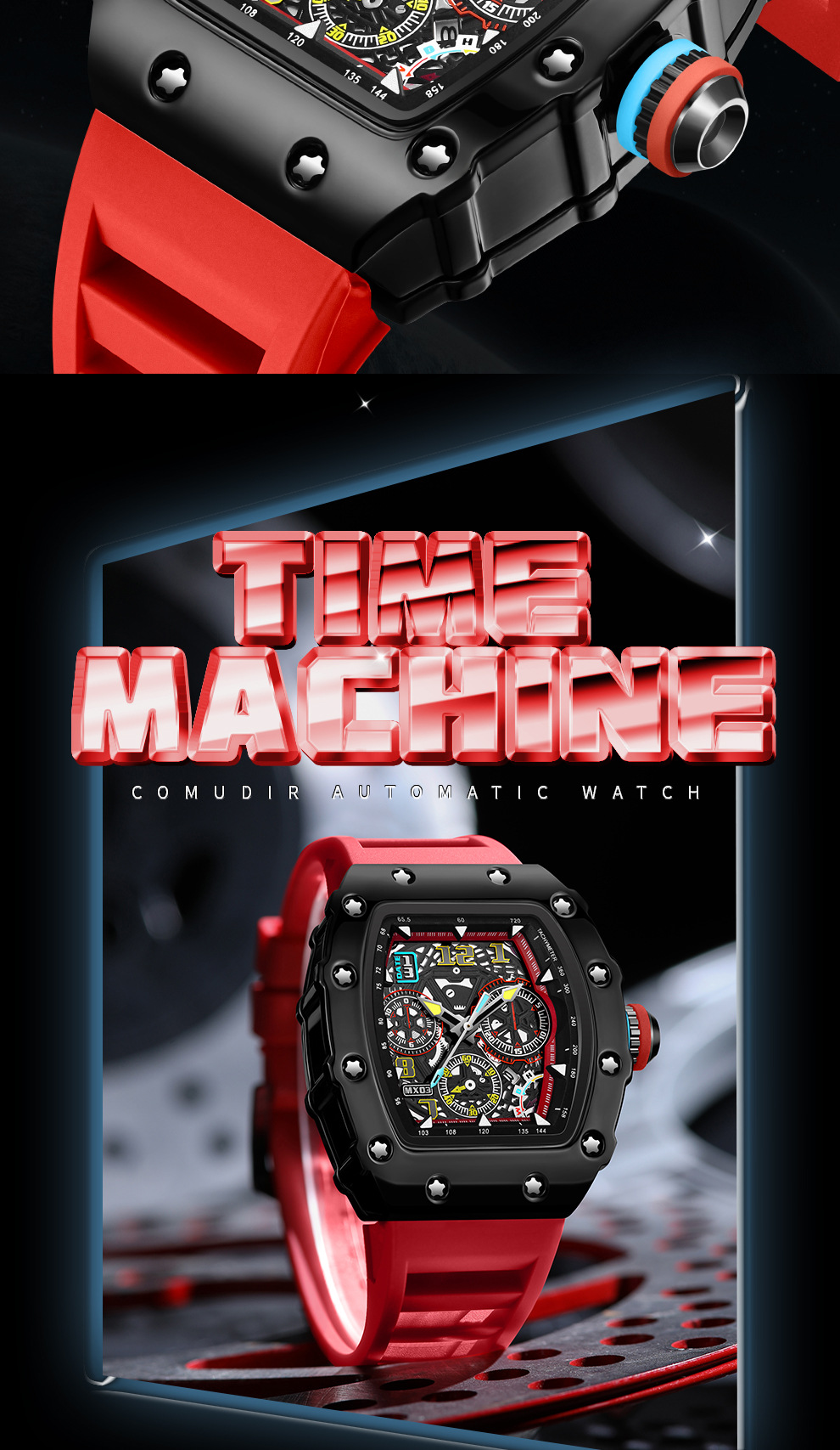 Mechanical men's watch with luminous calendar