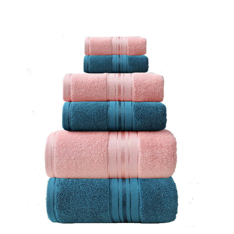 Baumwoll-Handtuchset, sechsteilig, glänzender Satin