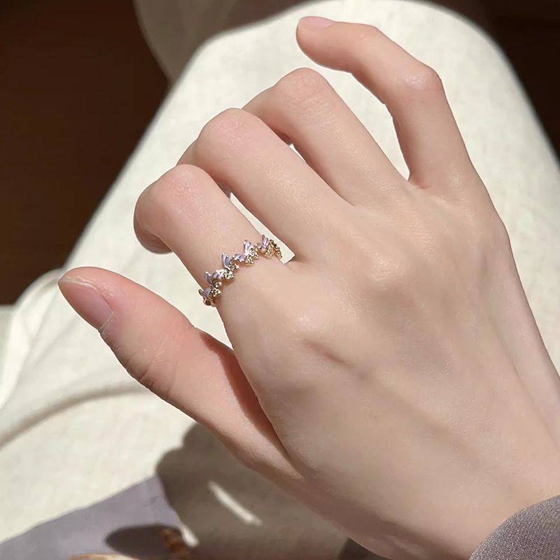 Flower butterfly ring, Chinese style, versatile