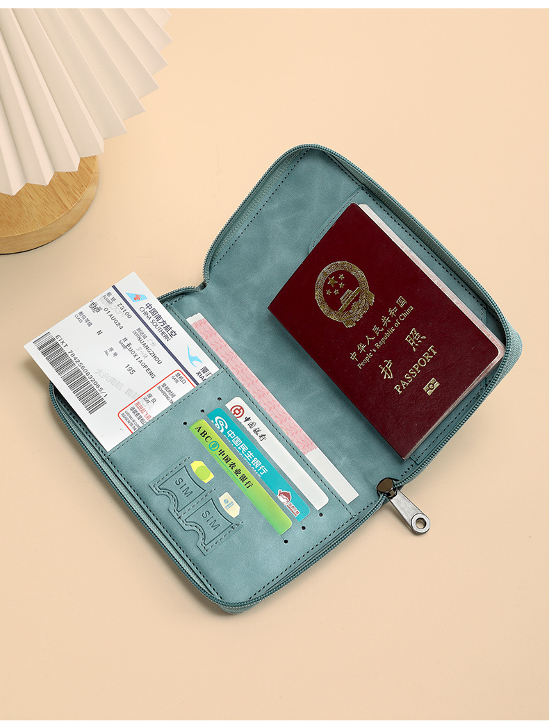 RFID passport holder with zipper for travel