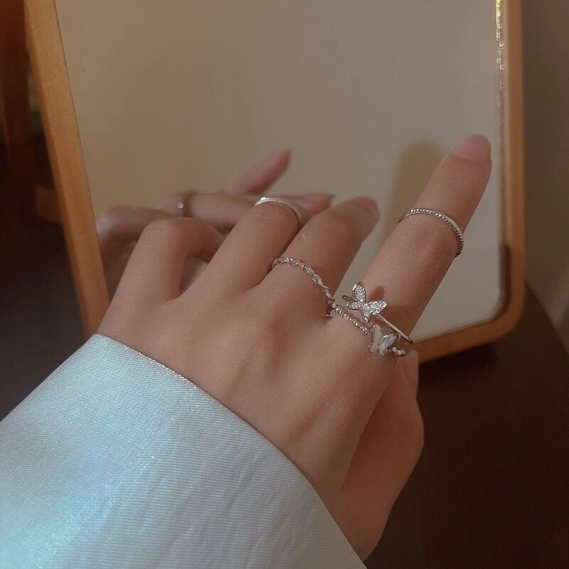 Schmetterlings-Ringset 4-teilig Damen