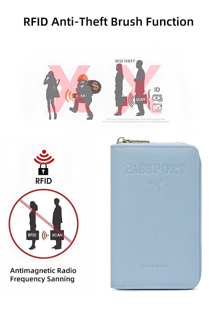 RFID Pasaport Cüzdan Belge Çantası Seyahat Fermuar