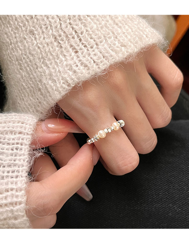 S925 Silver Pearl Creative Ring Women