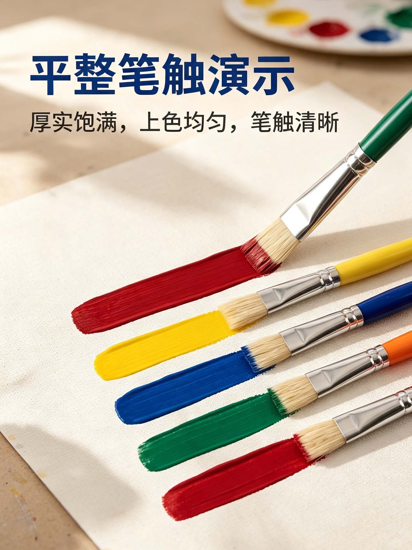 10-piece pig bristle brush set with plastic handles for art and drawing