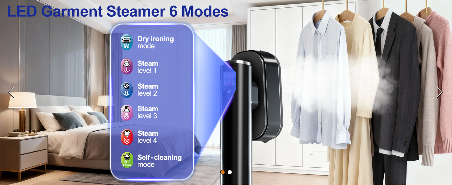 Vertical garment steamer, high power, portable, quick wrinkle removal