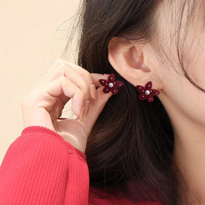 Vintage-Ohrringe in Rot mit Glasur-Tropfen