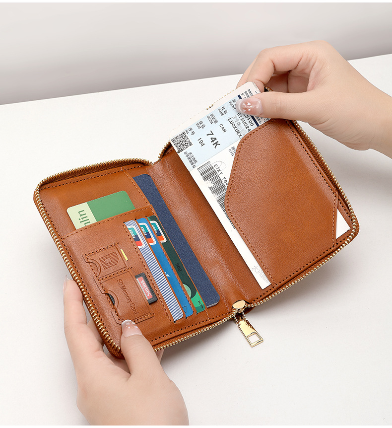 RFID passport holder, plain weave, multi-pocket