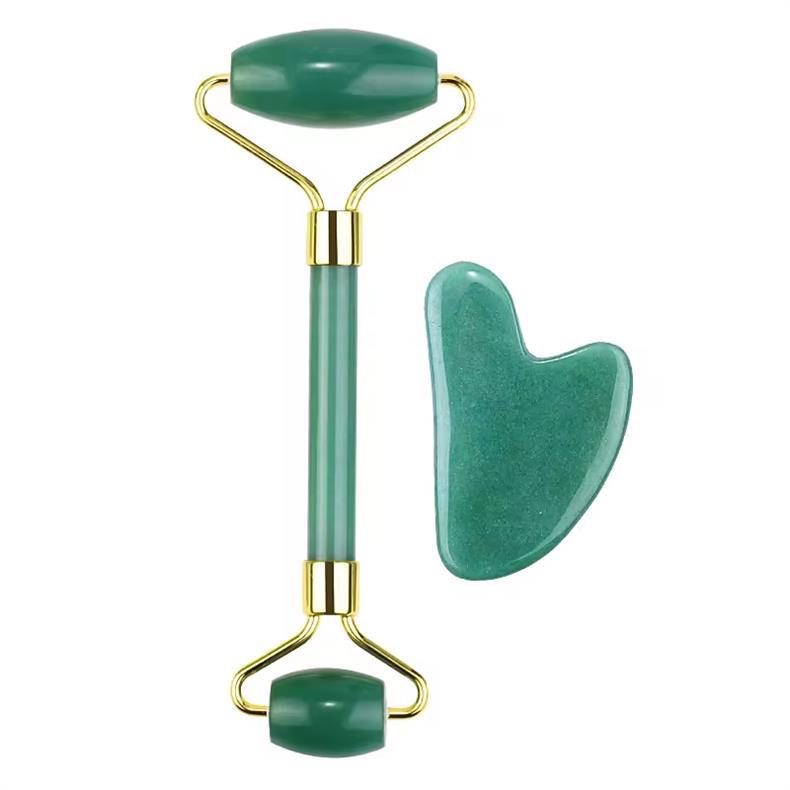 Rose Quartz Jade Dual-Head Roller Heart-Shaped Gua Sha