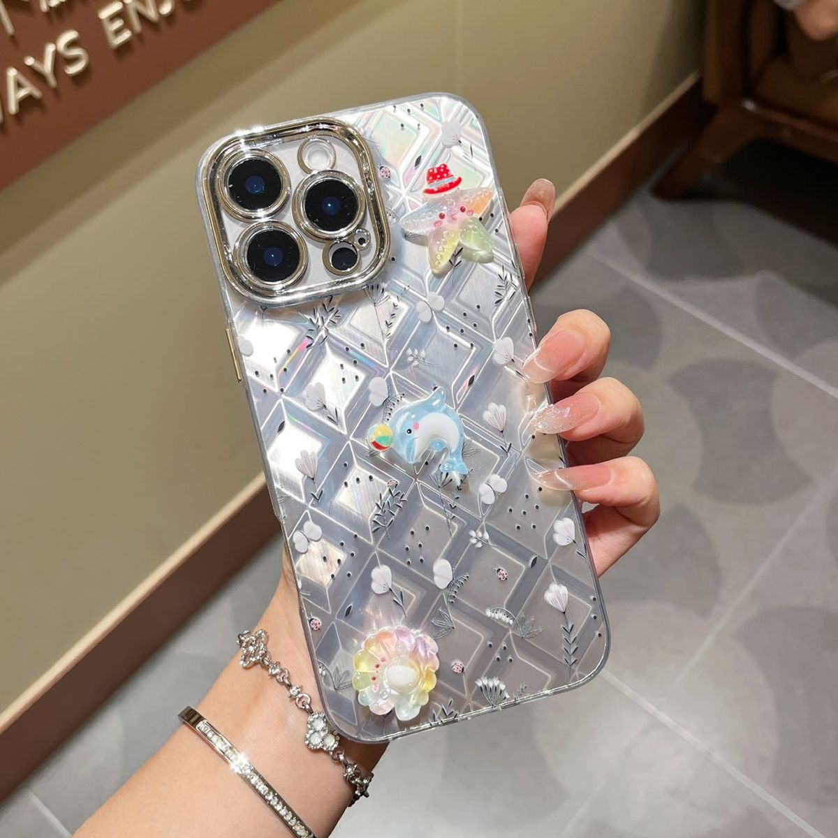 iPhone 17/16 Pro Max case, cute bow lanyard glitter