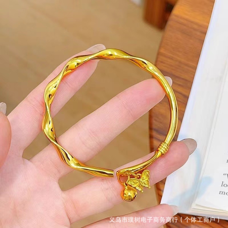 Sha jin bell ruyi bracelet for women, open adjustable, new Chinese style