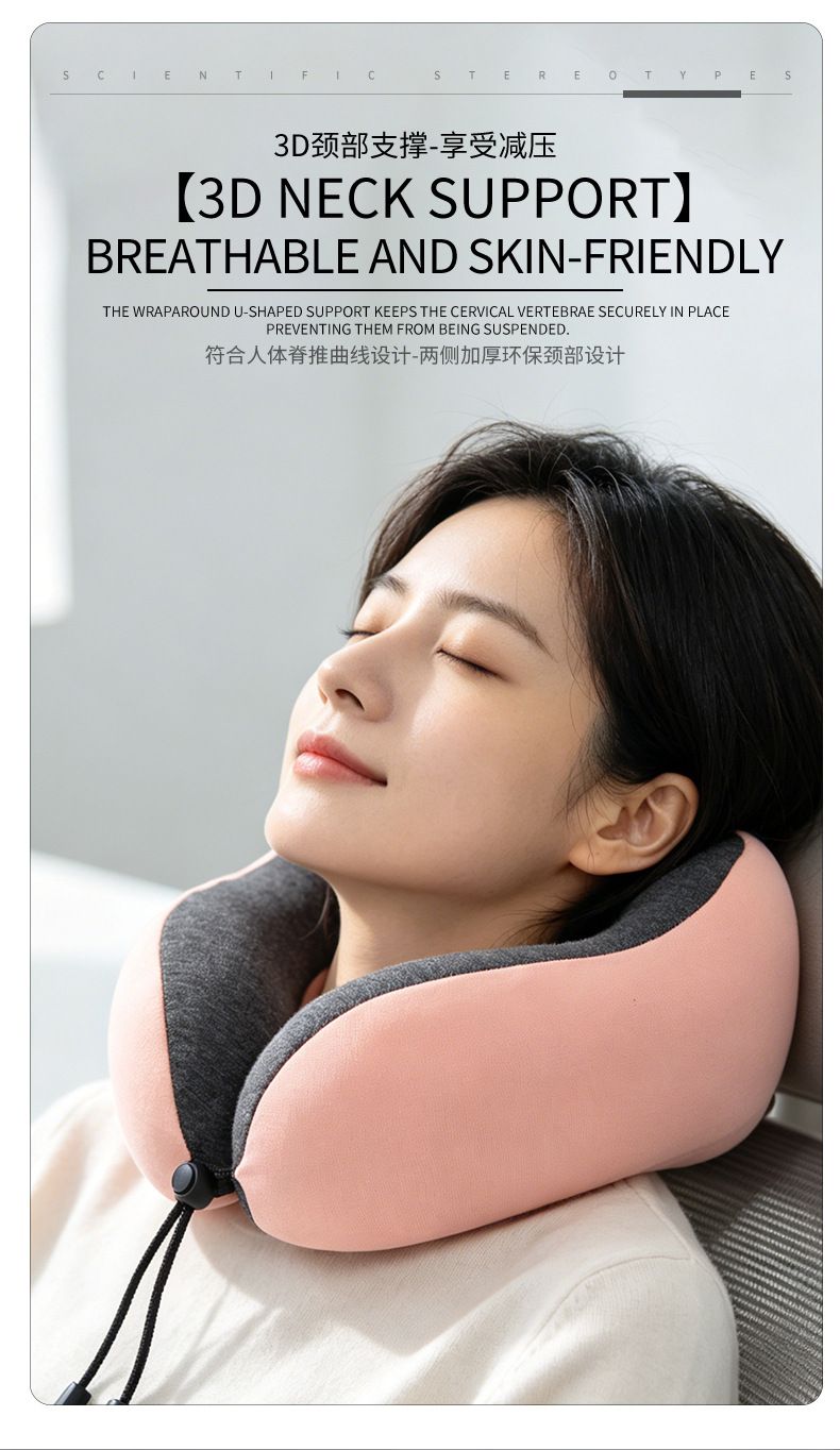 Memory foam U-şekli yastık, gri, taşınabilir, ayarlanabilir