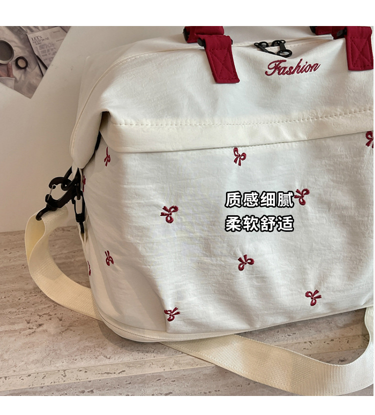 Bow-Detail Large-Capacity Travel Bag with Padding, Single Shoulder