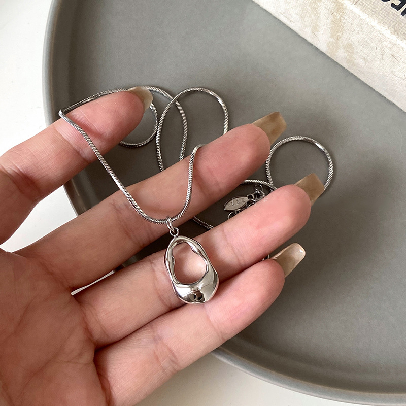 Stainless steel geometric necklace, minimalist design, pendant