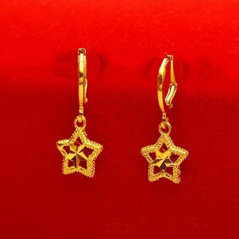 Vietnam sand gold earrings, heart and water drop design