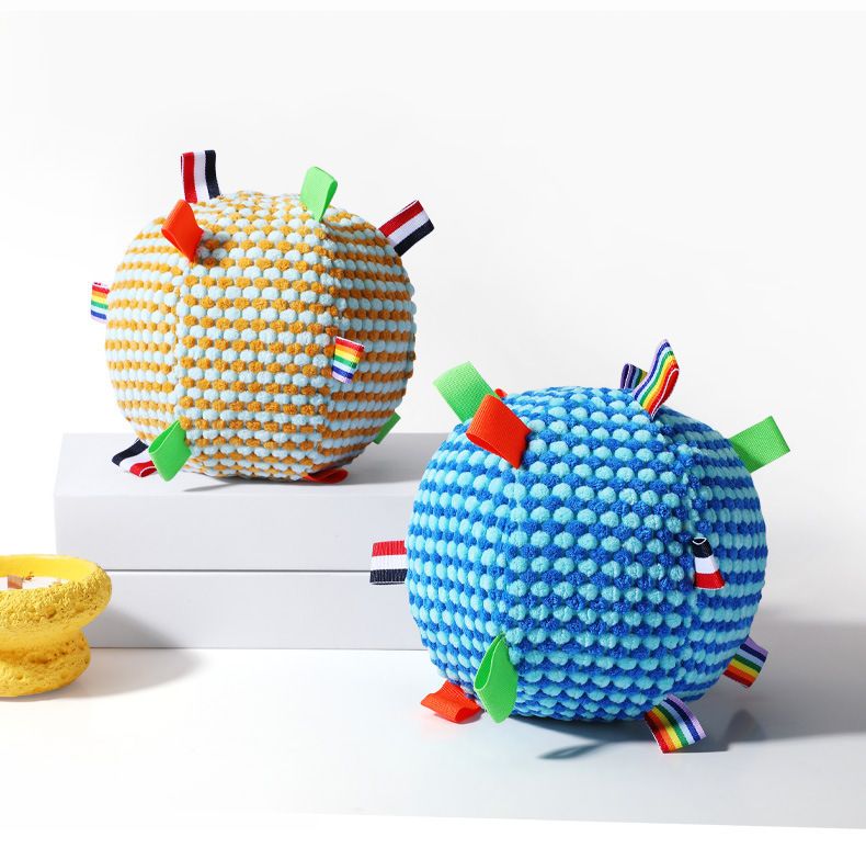 Dog toy with bell ball, sound-making, durable, plush