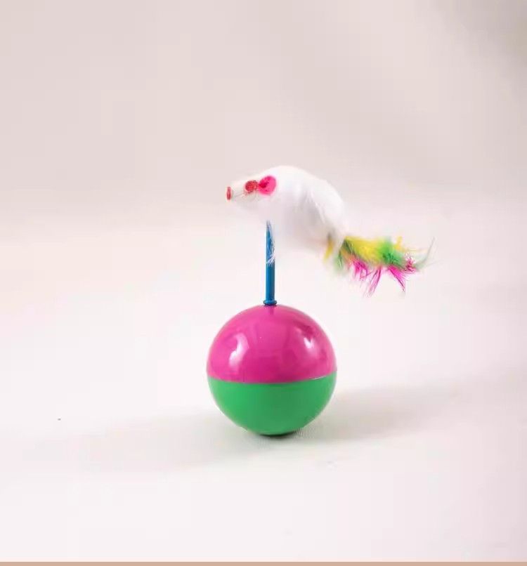 Plush mouse roly-poly cat toy, flocked