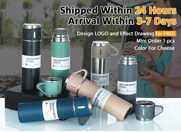 Thermosbecher-Geschenkset 304 Edelstahl mit 3 Deckeln