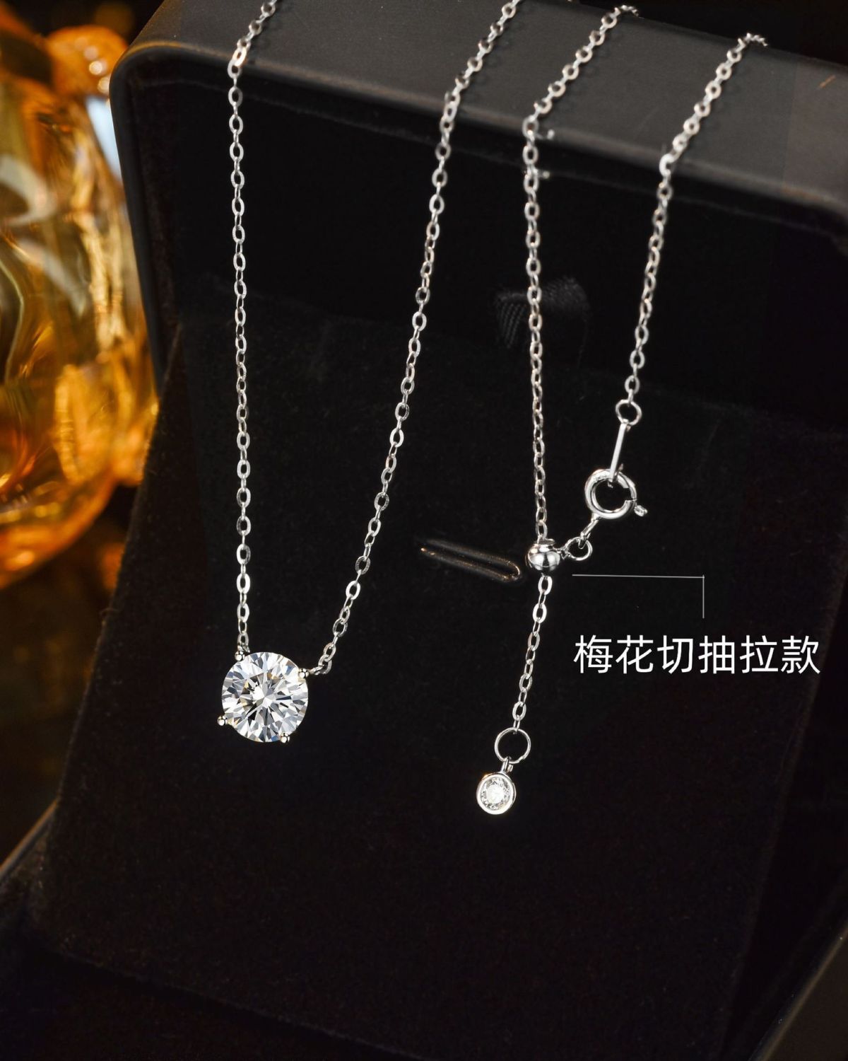 Moissanite elmas S925 gümüş demir zincir kolye