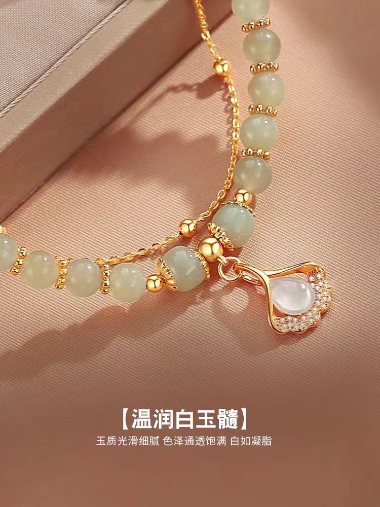 新款三生有幸双层银杏叶手链女小众设计轻奢高级感七夕送女友礼物