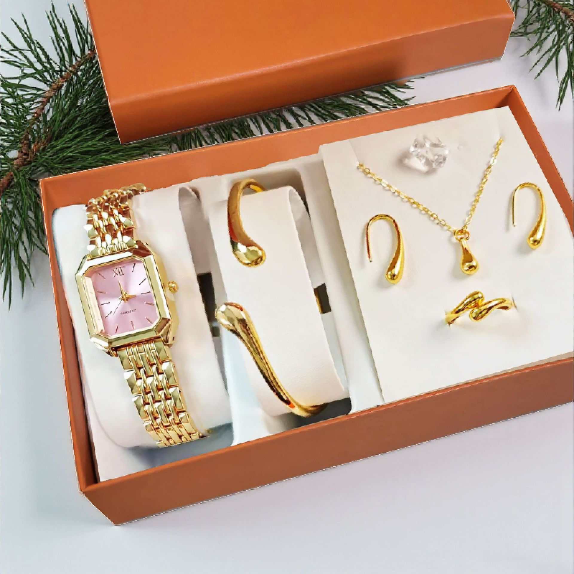 女款时尚手表饰品套装珠宝手链项链腕表女表礼物wristwatch women