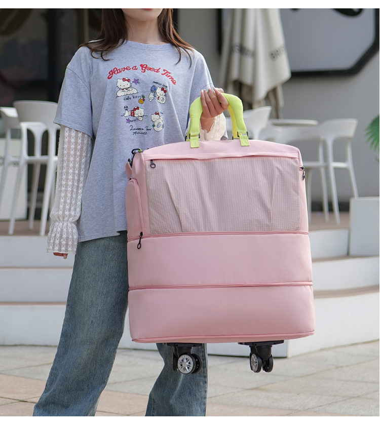 Extra-large travel bag expandable, wet and dry compartments