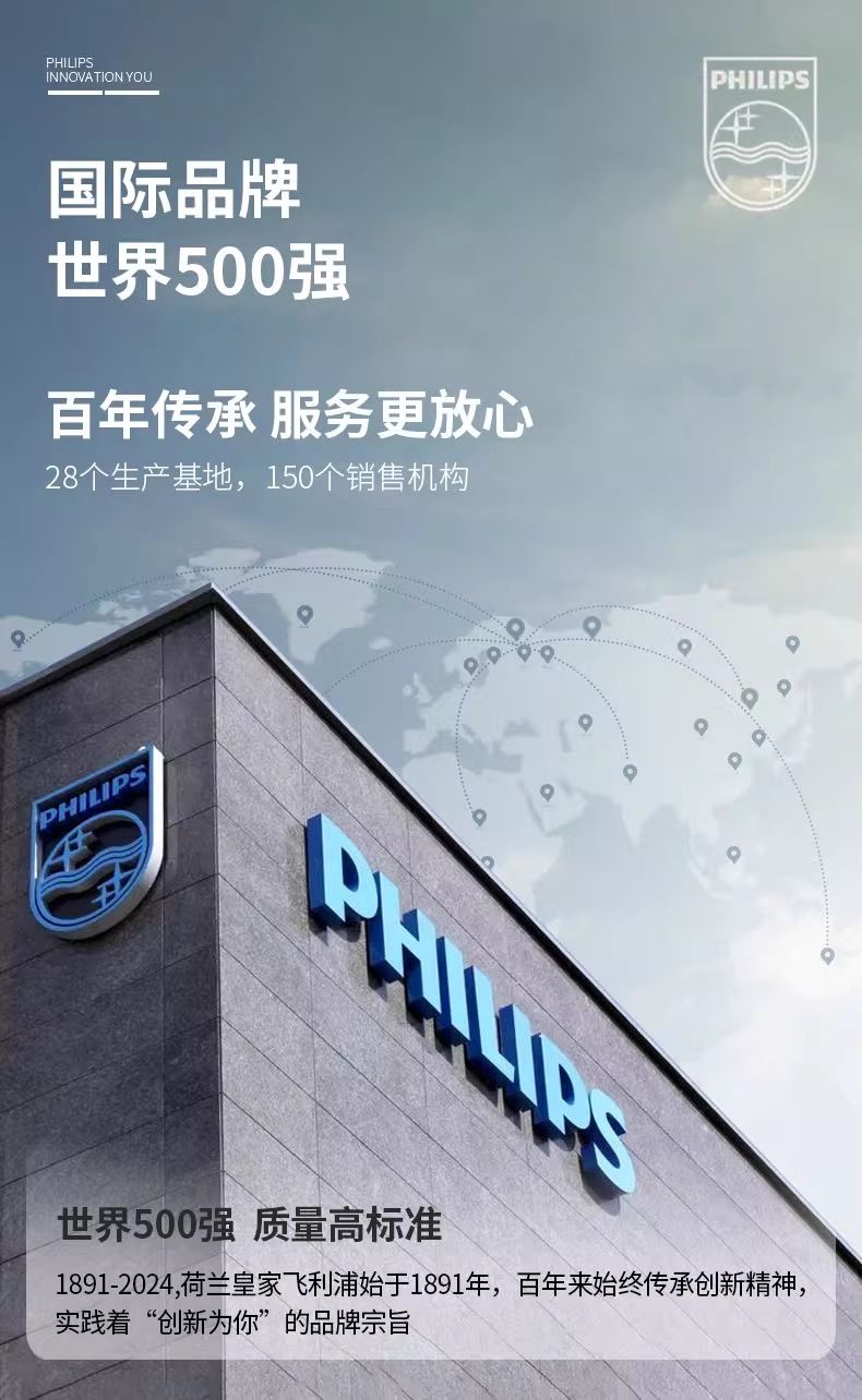 飞利浦家用高清摄像头手机远程无线网络双摄像头360全景无死角