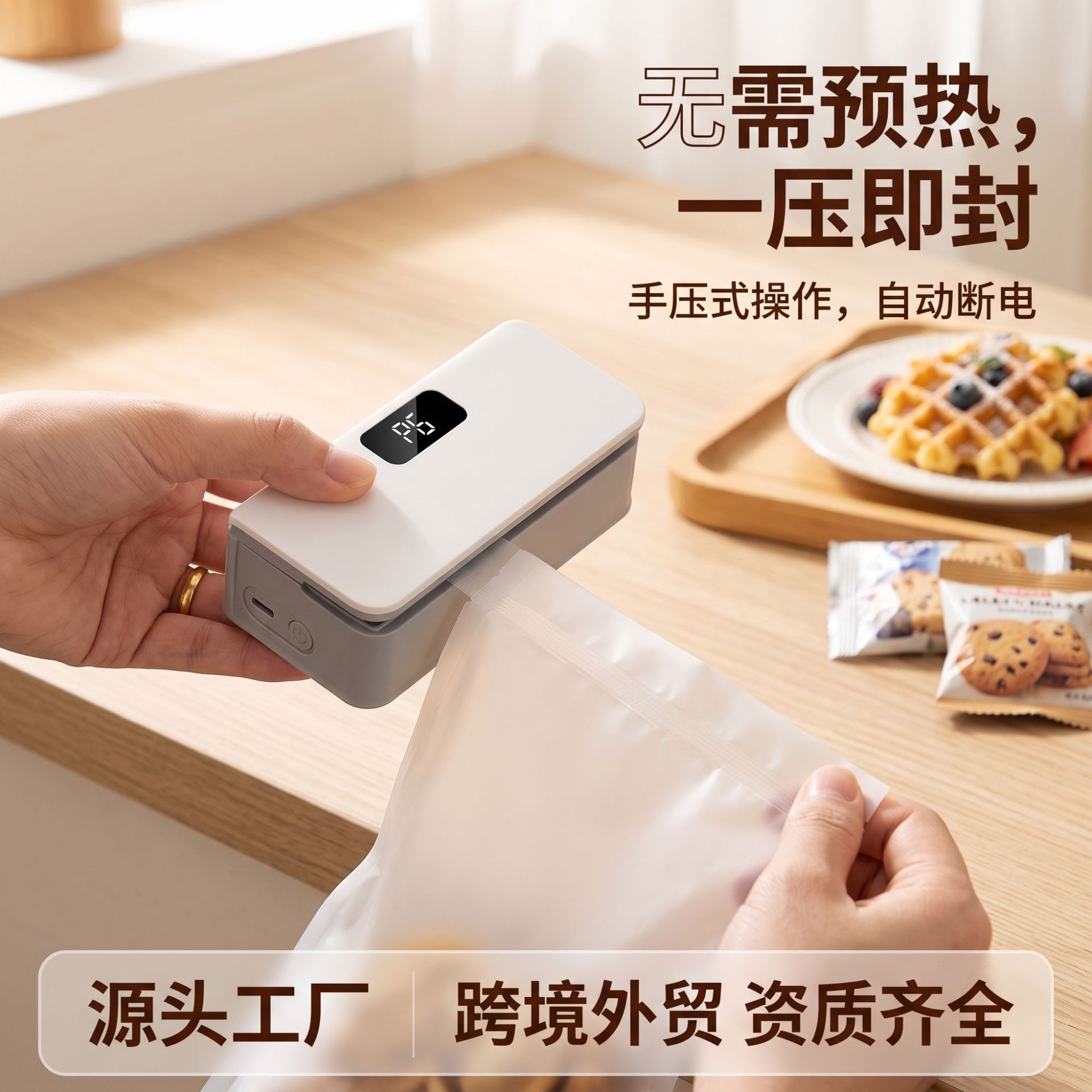 Rechargeable heat sealer, portable, mini, 6-level adjustment