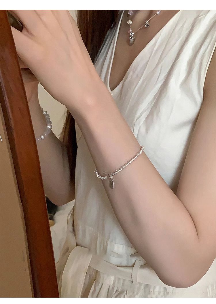 迈思卡通体足银999小鱼方牌手链女韩国高级小众设计复古盘缠手环