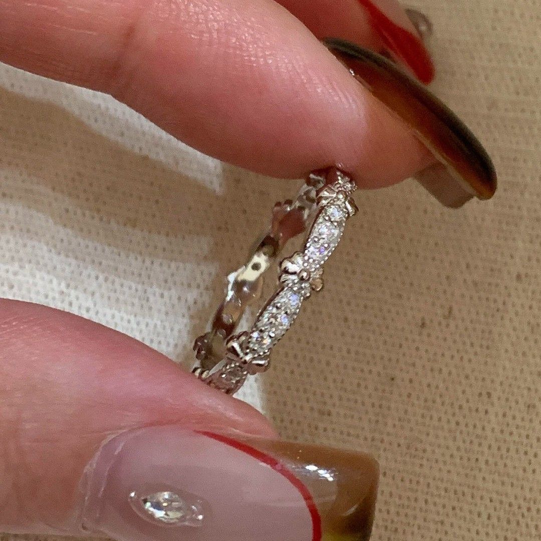 S925 Silber Iris-Strass-Ring, offen und verstellbar