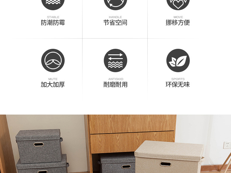 Foldable fabric clothing storage box with lid and drawers