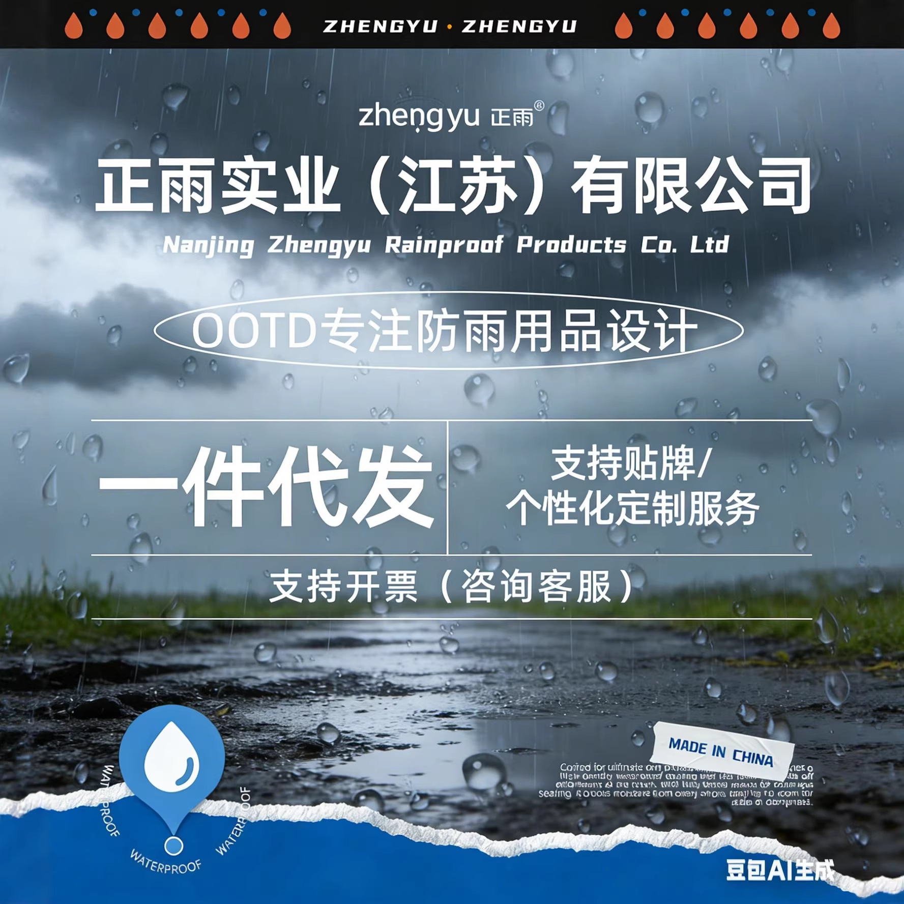 Zhengyu Two-Piece Raincoat Windproof for Motorcycles