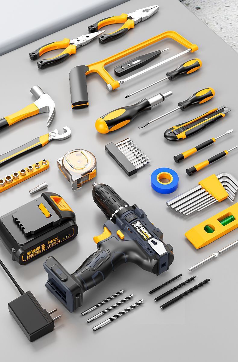 Akku-Bohrmaschinen-Set mit Lithium-Batterie und Koffer