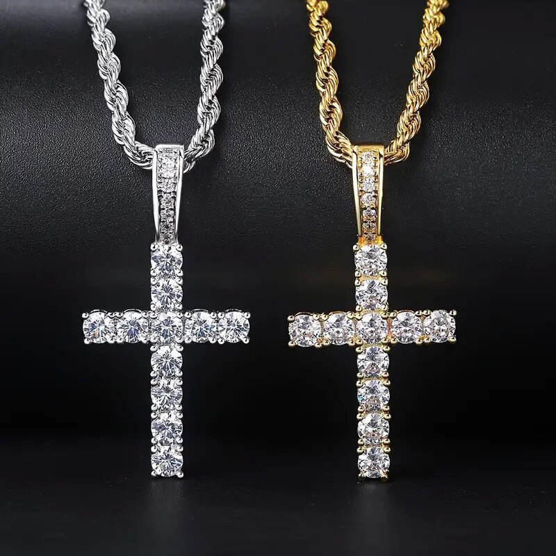 Hip-hop cross necklace men, zircon stone