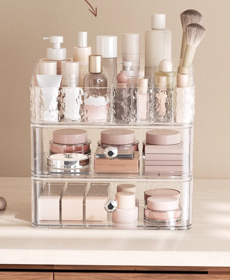 Cosmetics storage box, lightweight luxury design, desktop, large capacity