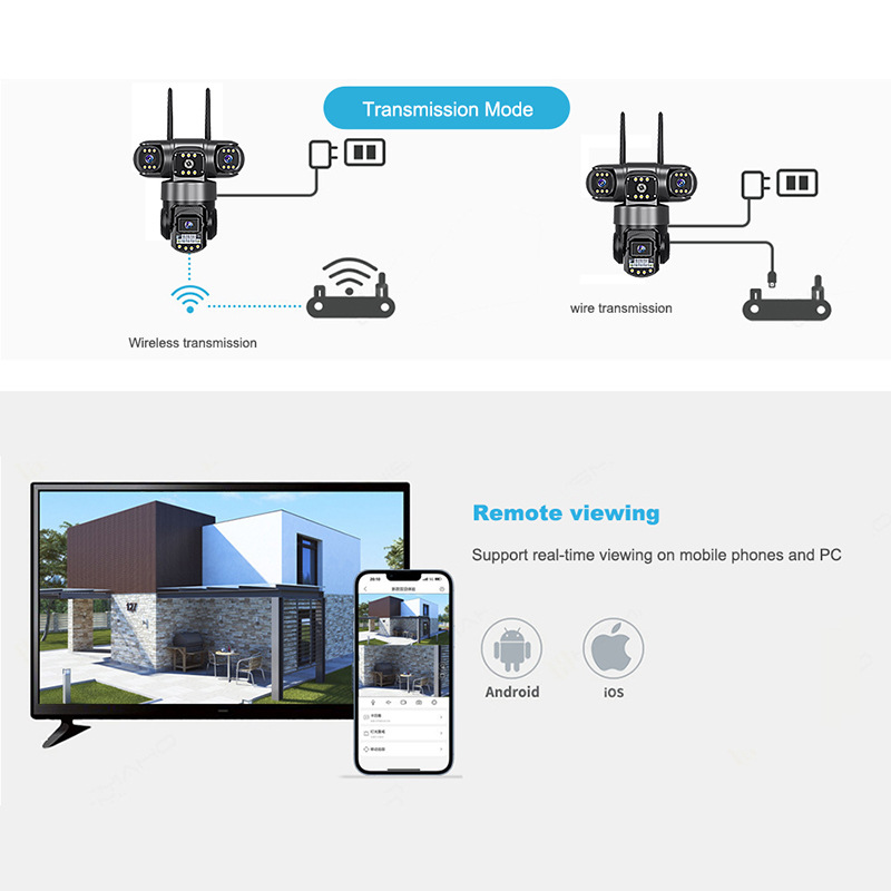 V380 Pro Überwachungskamera Drei-Objektiv WIFI Außenbereich