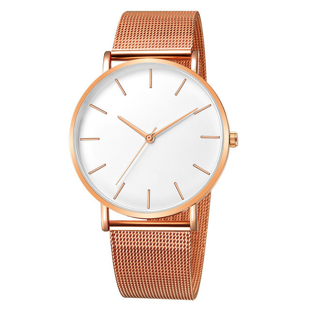 Men's quartz watch with mesh band, minimalist design