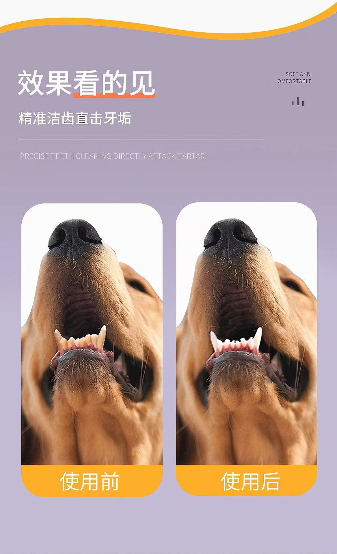 宠物洁牙清洁牙齿指套点点滴塑狗狗结石除口臭猫咪口腔洗牙刷厂家