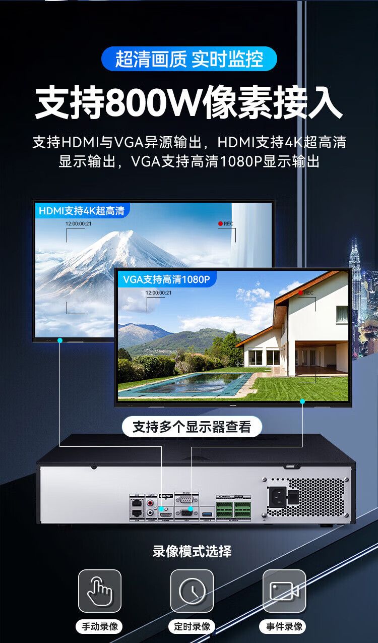海康威视网络监控硬盘录像机16路8盘位4K高清NVR DS-8816N-R8