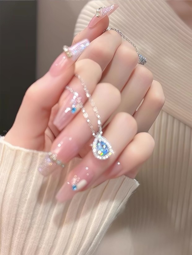 S999 Silberhalskette, Tropfenform, mit Strass