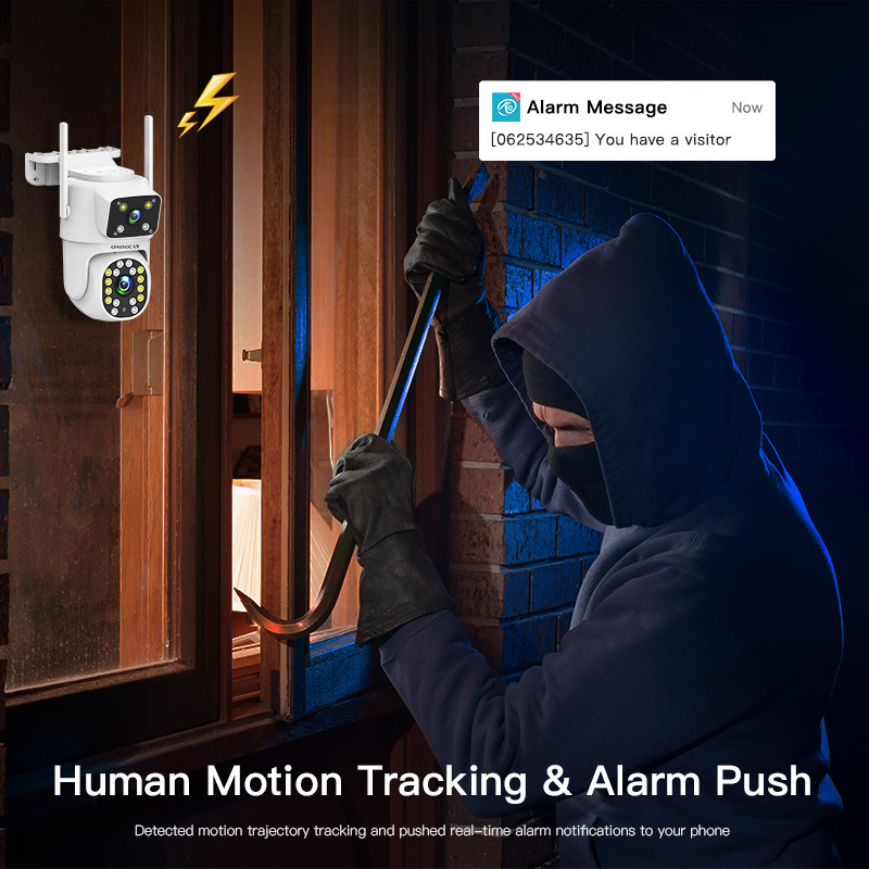 Dual-lens 2.4GHz wireless camera home security two-way intercom