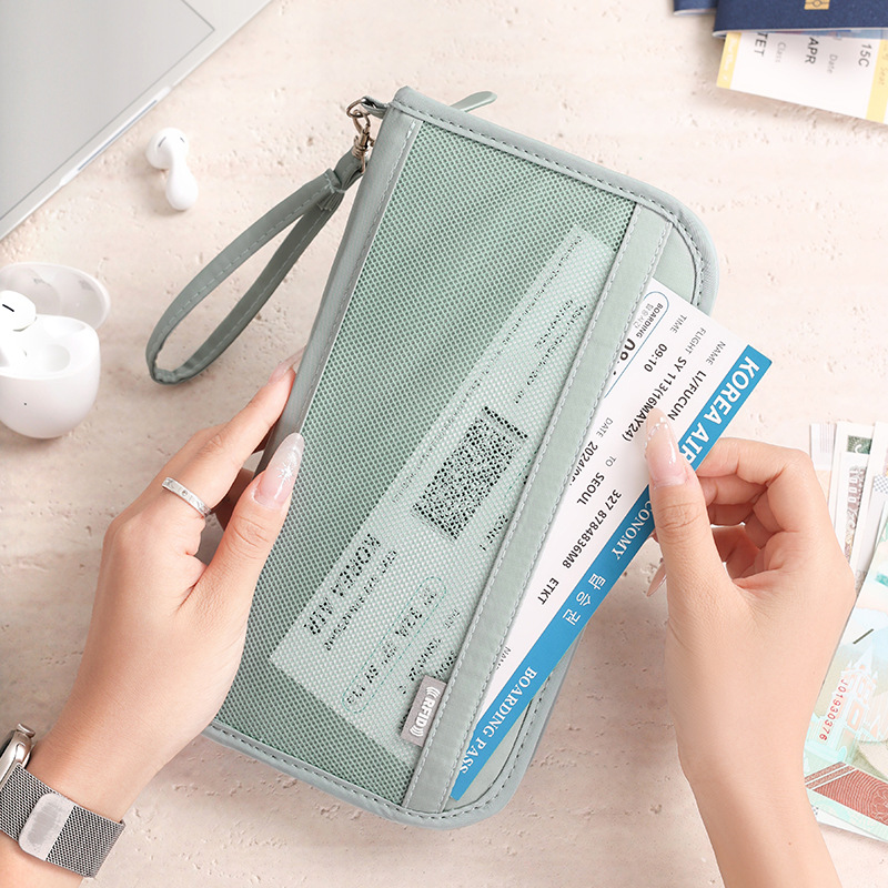 Seyahat pasaport çantası, büyük kapasiteli, RFID koruma
