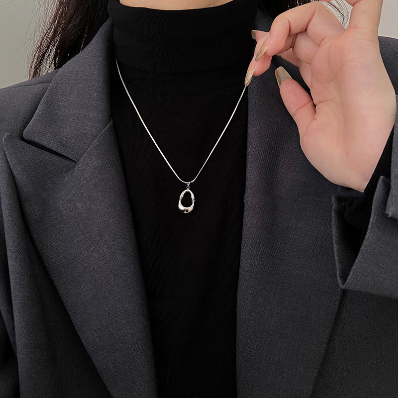 Stainless steel geometric necklace, minimalist design, pendant