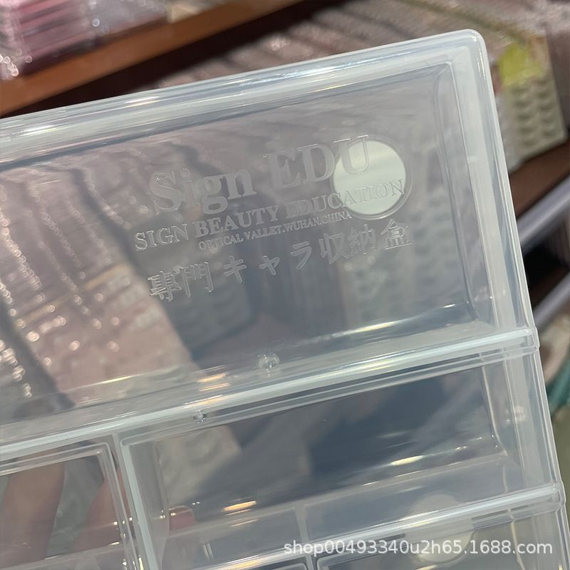 Makeup storage box set with hair clips and elastic bands, clear plastic