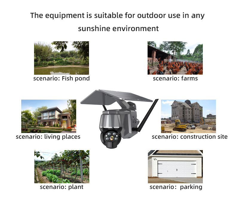 Outdoor PTZ wireless camera solar rechargeable