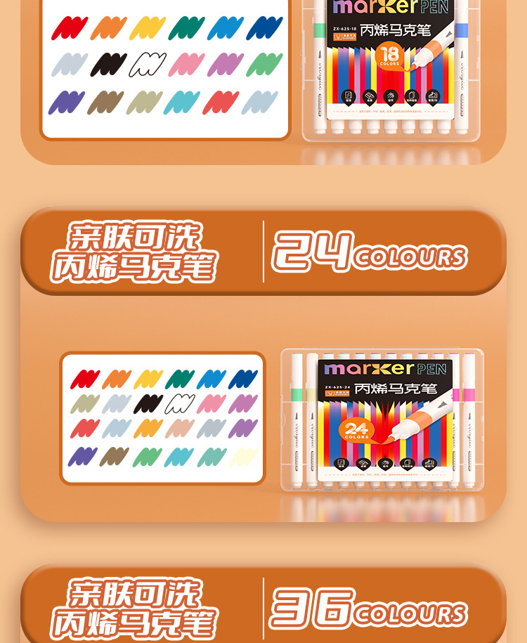 Children's acrylic marker set for art and drawing