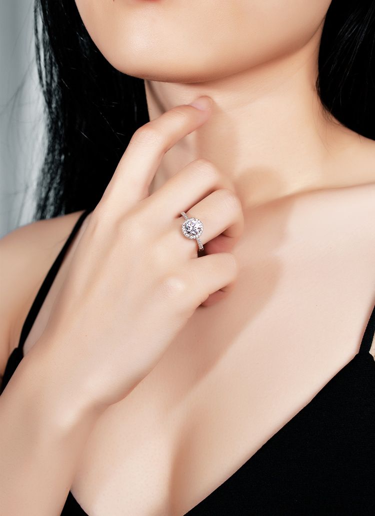 S925 Sterlingsilber Moissanit Ring Ohrring Halskette Set