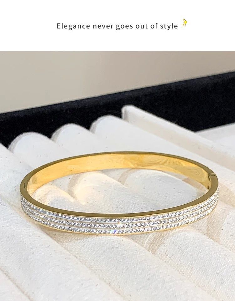 Titanstahl-Armband mit Strass, vollständig besetzt, leicht